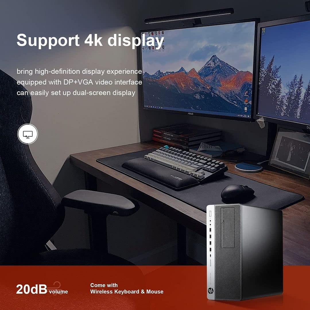 HP HP Elitedesk 800 G3 SFF PC Bundle - Dual 24'' KOORUI Monitors, Intel i7-6700,16GB DDR4,512GB NVMe SSD + 2TB HDD,AX200 Wi-Fi 6,Wireless Keyboard, Mouse,Windows 10 Pro 64-bit (Renewed), Black/Silver