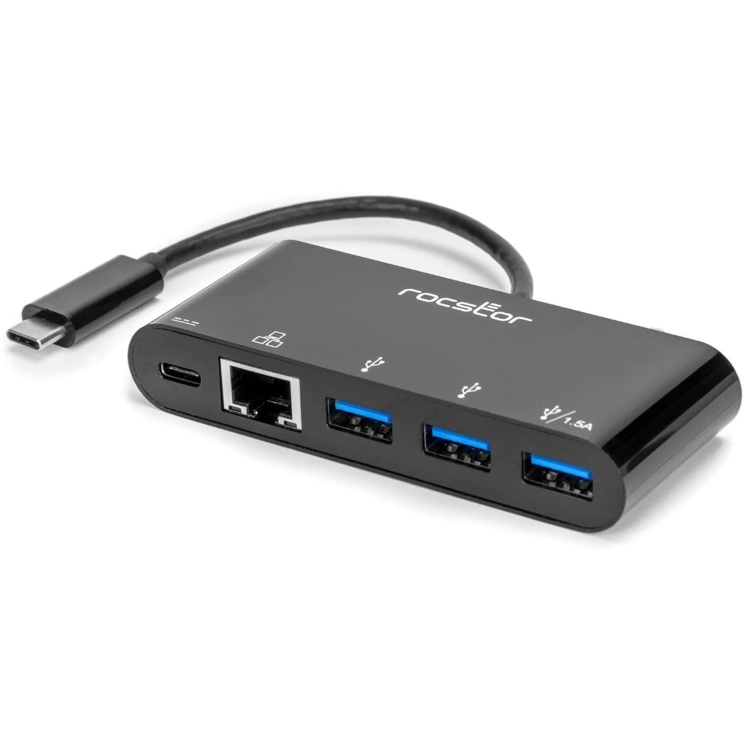 Rocstor Rocstor USB-C to 3-Port USB-A, USB-C & RJ45 Multiport Adapter - USB 3.0 Hub