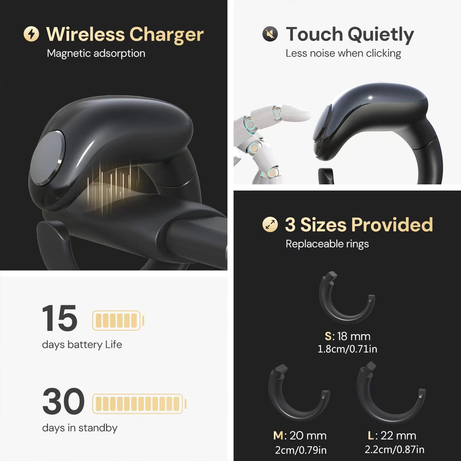 Watreketal Watreketal Smart Tasbih Zikr Rings, 5 Size(16/18/20/22/24mm) Interchangeable Tasbih Counter Rings,APP Support Digital Counter Prayer Reminder Rings, Waterproof 4 Digit Finger Counter for Muslims