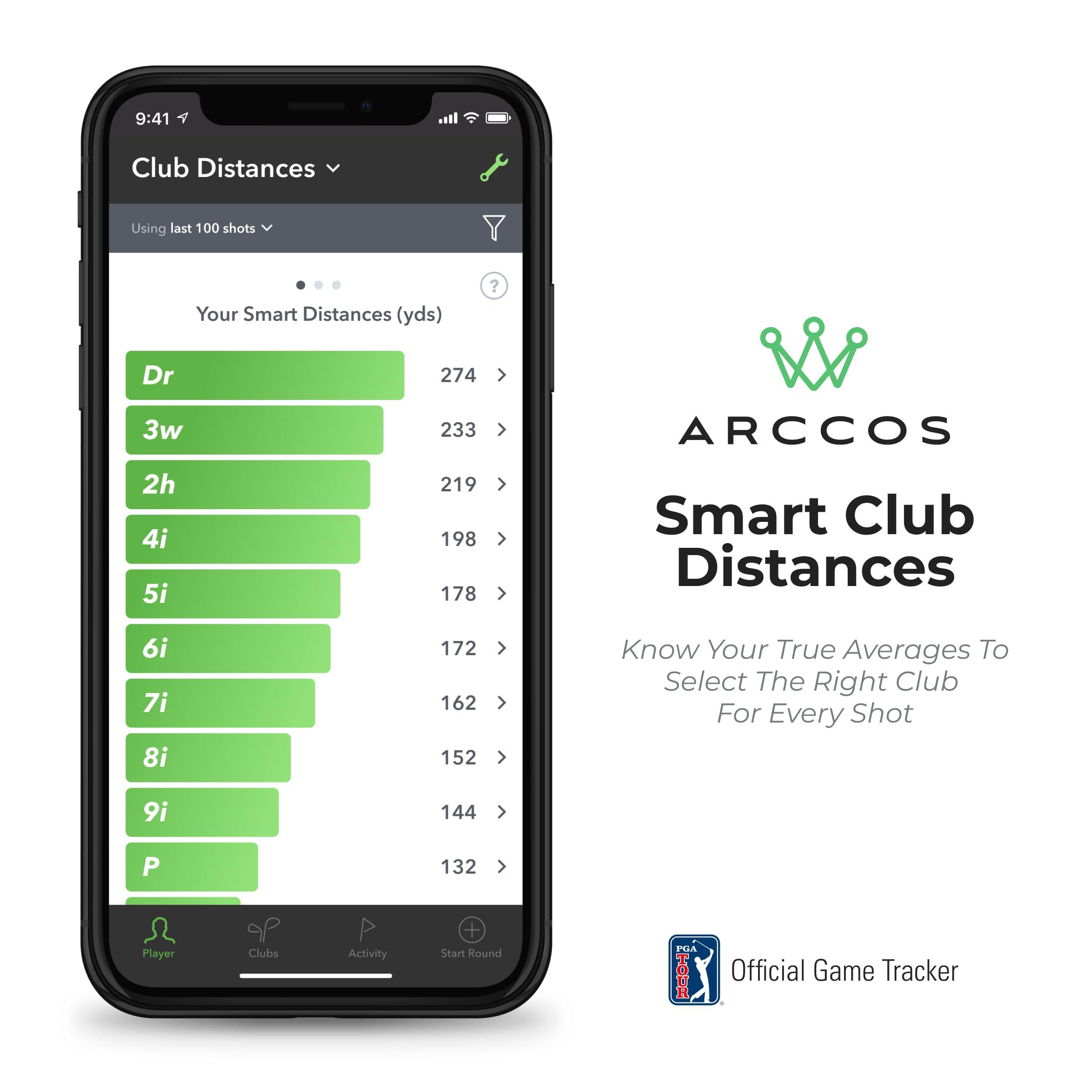 Arccos Golf Arccos Smart Sensors: Automatic Golf Game Tracking System, A.I. Powered Caddie, A.I. GPS Rangefinder & Smart Club Distances