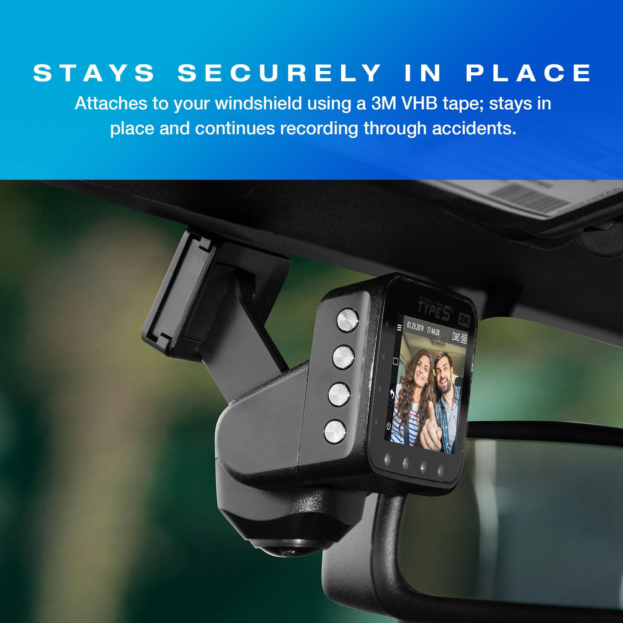 TYPE S TOURING ITEMS Type S P200 PRO Smart 360 Dash cam, 2K 1440p Surveillance with Smart G-Sensor Incident Detection, VR Video Mode, GPS map Integration, Wireless Video Access via App, 32GB SD Card Included