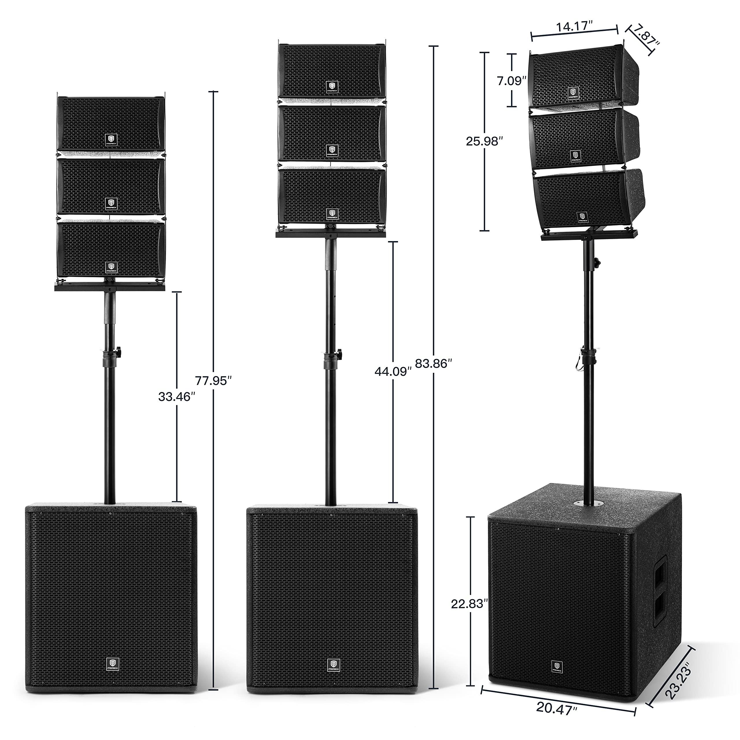 PRORECK PRORECK Club 8000 18-inch 8000W P.M.P.O Stereo DJ/Powered PA Speaker System Combo Set 6 Line Array Speakers and Two 18 inch Subwoofers with Bluetooth/USB Drive Read/SD Card/Remote Control