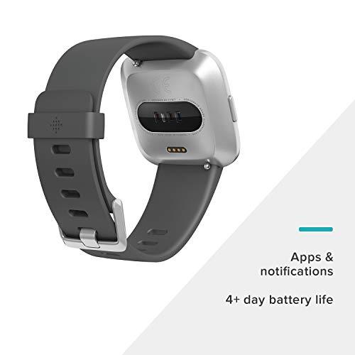 Fitbit Fitbit Versa Lite Smartwatch,GPS,Charcoal/Silver Aluminum, One Size (S & L Bands Included)