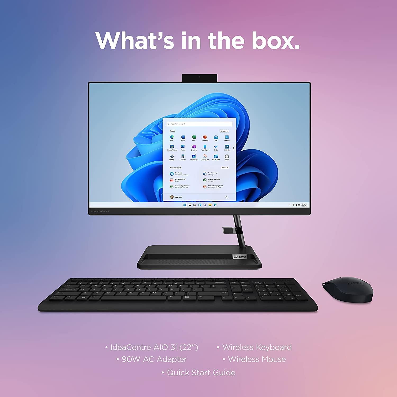 Lenovo Lenovo AIO-F0G5006JUS All-in-One Desktop 2023 New ~ 21.5\" FHD IPS Touchscreen ~ Intel i3-1115G4 2-Core ~ Intel UHD Graphics ~ 24GB DDR4~1TB SSD ~ Wi-Fi ~ RJ45 LAN ~ Windows 10 Pro ~ WWC 32GB USB