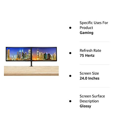 HP HP V24 24 inch TN Full HD 1920 x 1080 LED Backlit LCD Monitor 2-Pack Bundle with HDMI and VGA ports, AMD FreeSync, 75Hz Refresh Rate, Low Blue Light and Desk Mount Clamp Dual Monitor Stand