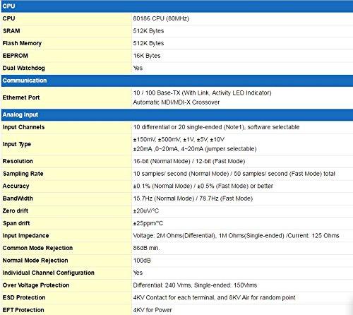 ICP DAS ICP DAS ET-7017-10: 10/20 Channel Voltage & Current Analog Input Data Acquisition Module with High Voltage Protection and 4 Digital outputs