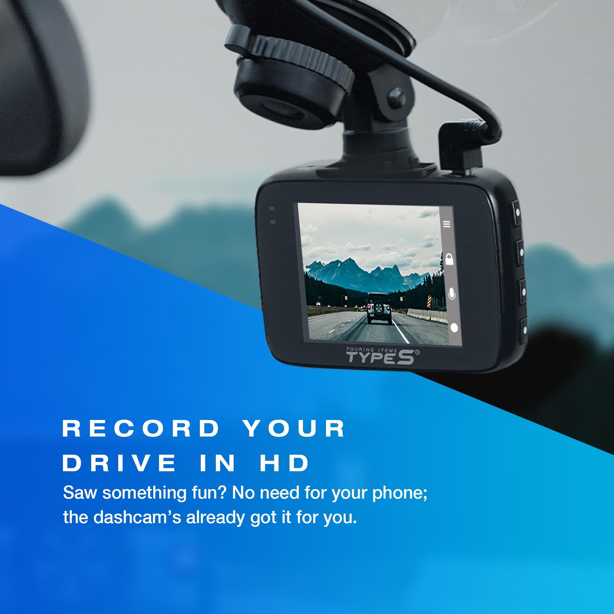 TYPE S TOURING ITEMS TYPE S TOURING ITEMS S1 HD Car Dash Cam 1080P (True 720P) Front Car Cam Dashcam with Built-in G-Sensor, 30 FPS Recording, Easy Installation, 4GB Micro SD Card Included Dash Camera