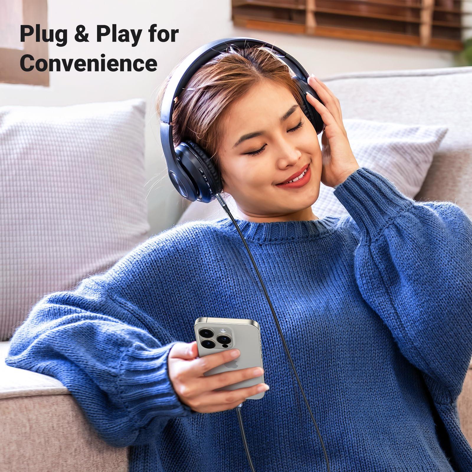 UGREEN UGREEN Aux to USB C Type C to 3.5mm Audio Adapter Hi-Fi Stereo Cord Headphone Male Car Auxiliary Cable Compatible with iPhone 16 15 Pro Max Plus, Galaxy S25 S24 Ultra iPad Pixel 9, Grey, 3.3FT