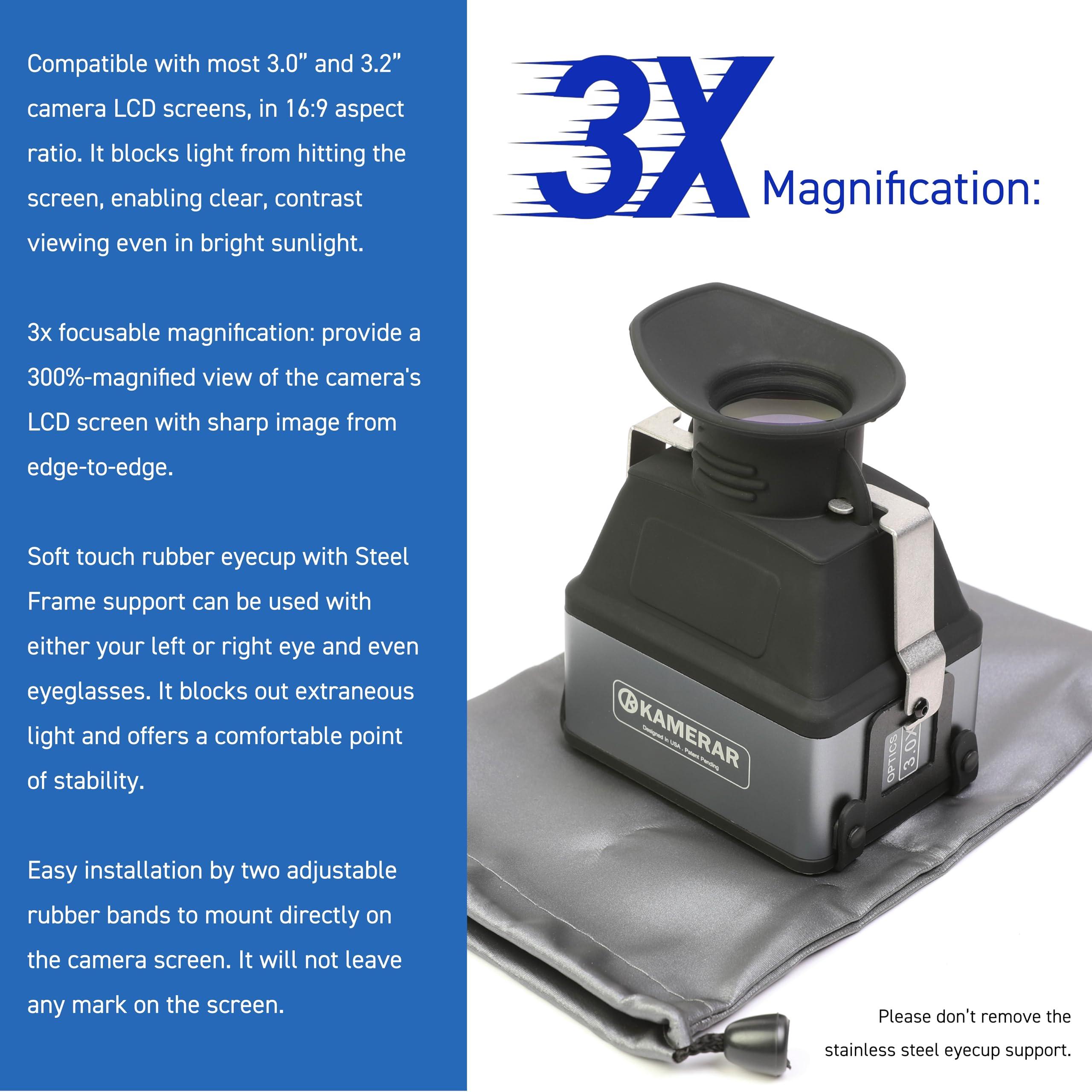 Kamerar Kamerar CVF-2 LCD Viewfinder 3X Magnifier for 3.0" and 3.2" LCD Screen for Canon, Nikon, Pentax, Sony DSLR