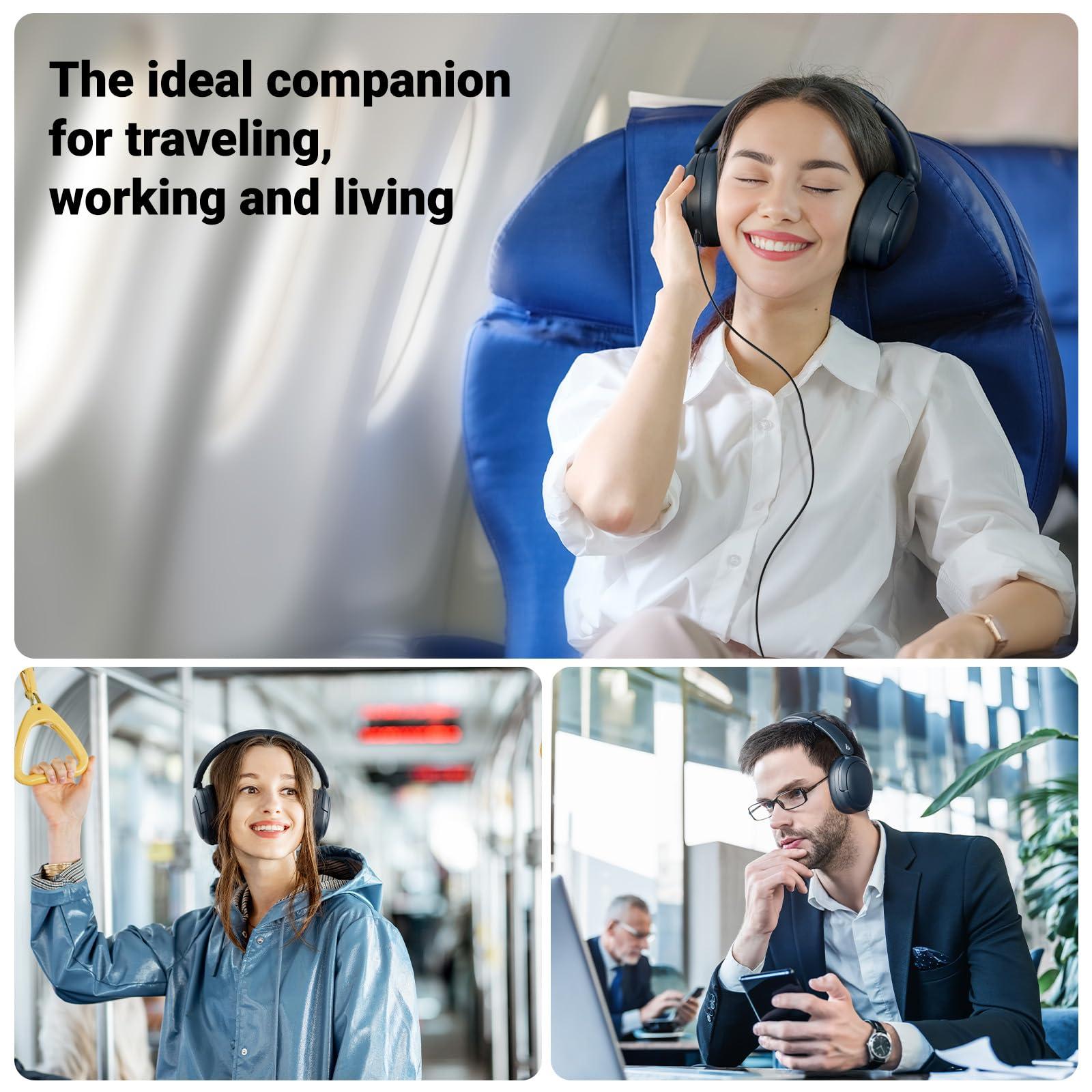 Edifier Edifier V80 Hybrid Active Noise Cancelling Headphones, True Wireless Over Ear Bluetooth Headset with 45H Playtime Hi-Res Audio Fast Charging Multipoint Connection for Travel Home Office (Navy)