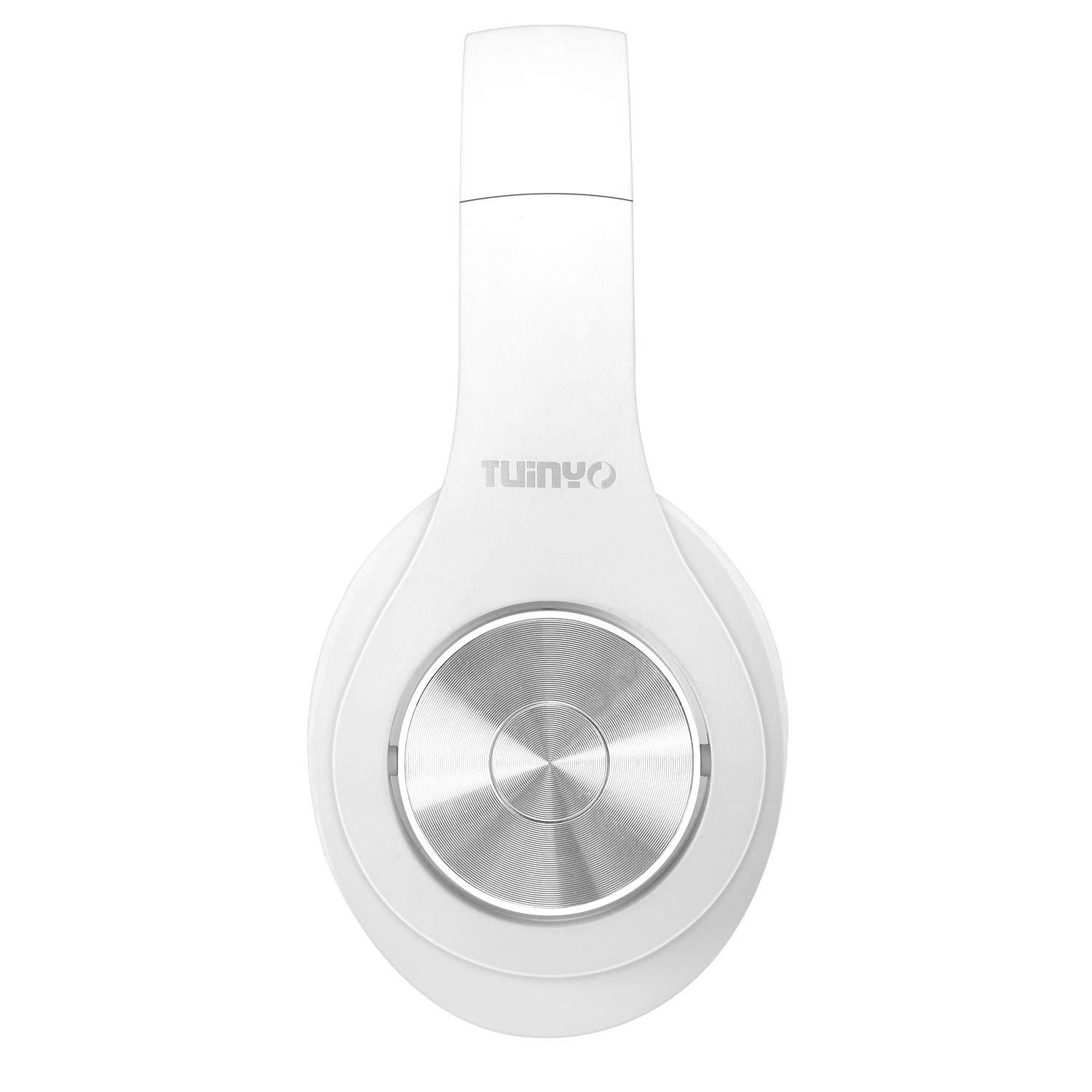TUINYO TUINYO Bluetooth Headphones Wireless, Over Ear Stereo Wireless Headset 40H Playtime with deep bass, Soft Memory-Protein Earmuffs, Built-in Mic Wired Mode PC/Cell Phones/TV-White