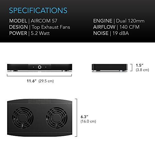 AC Infinity AC Infinity AIRCOM S7, Quiet Cooling Fan System 12" Top-Exhaust for Receivers, Amps, DVR, AV Cabinet Components