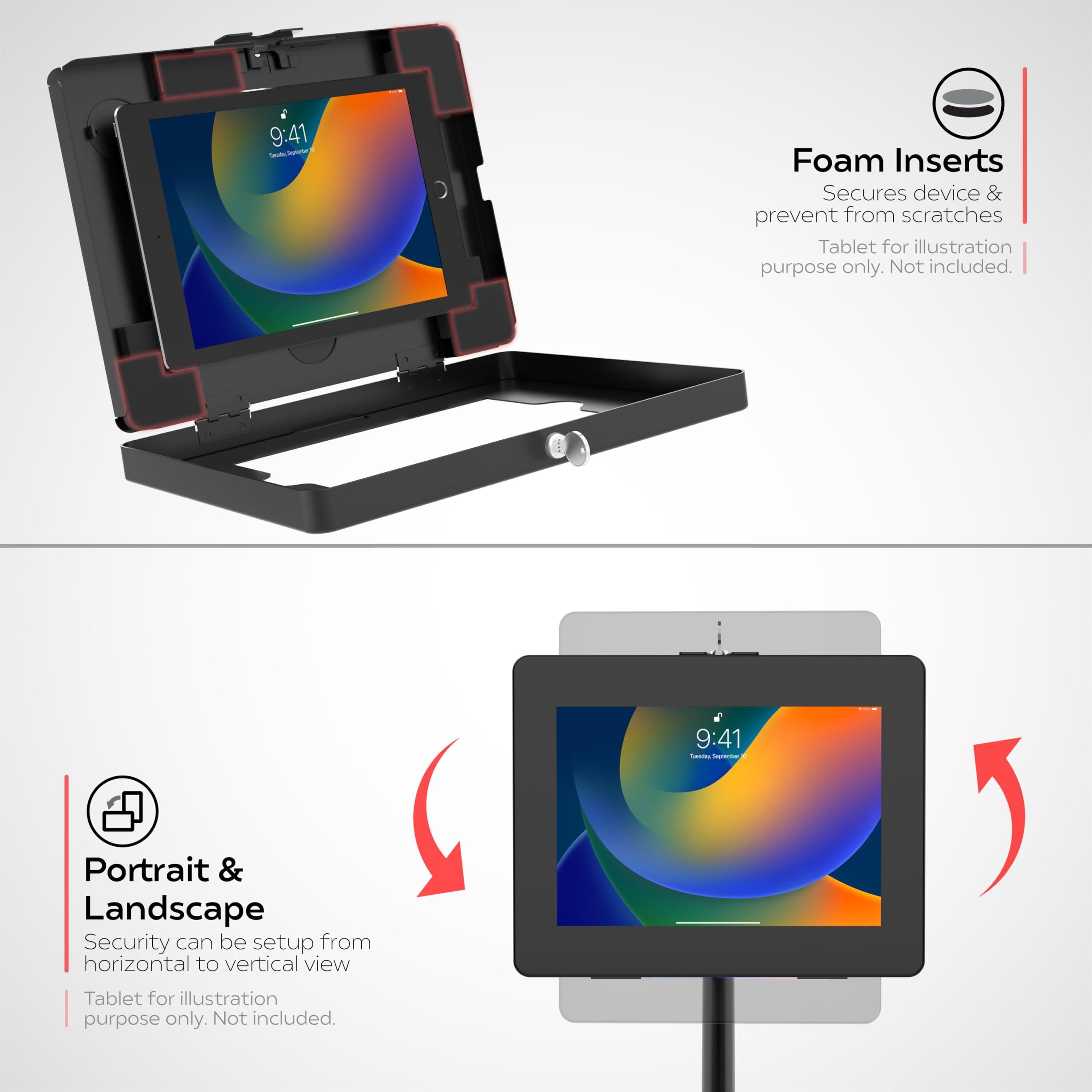 CTA Digital Tablet Mount & Enclosure CTA Locking Tablet Mount USB Hub & Paragon Enclosure for iPad Air 11" M2 (2024) - iPad Pro 11" M4 (2024) - iPad 10.2" 7/8/9 Gen - Lenovo Tab 4 - Galaxy Tab S5E (PAD-LTMUH2E)