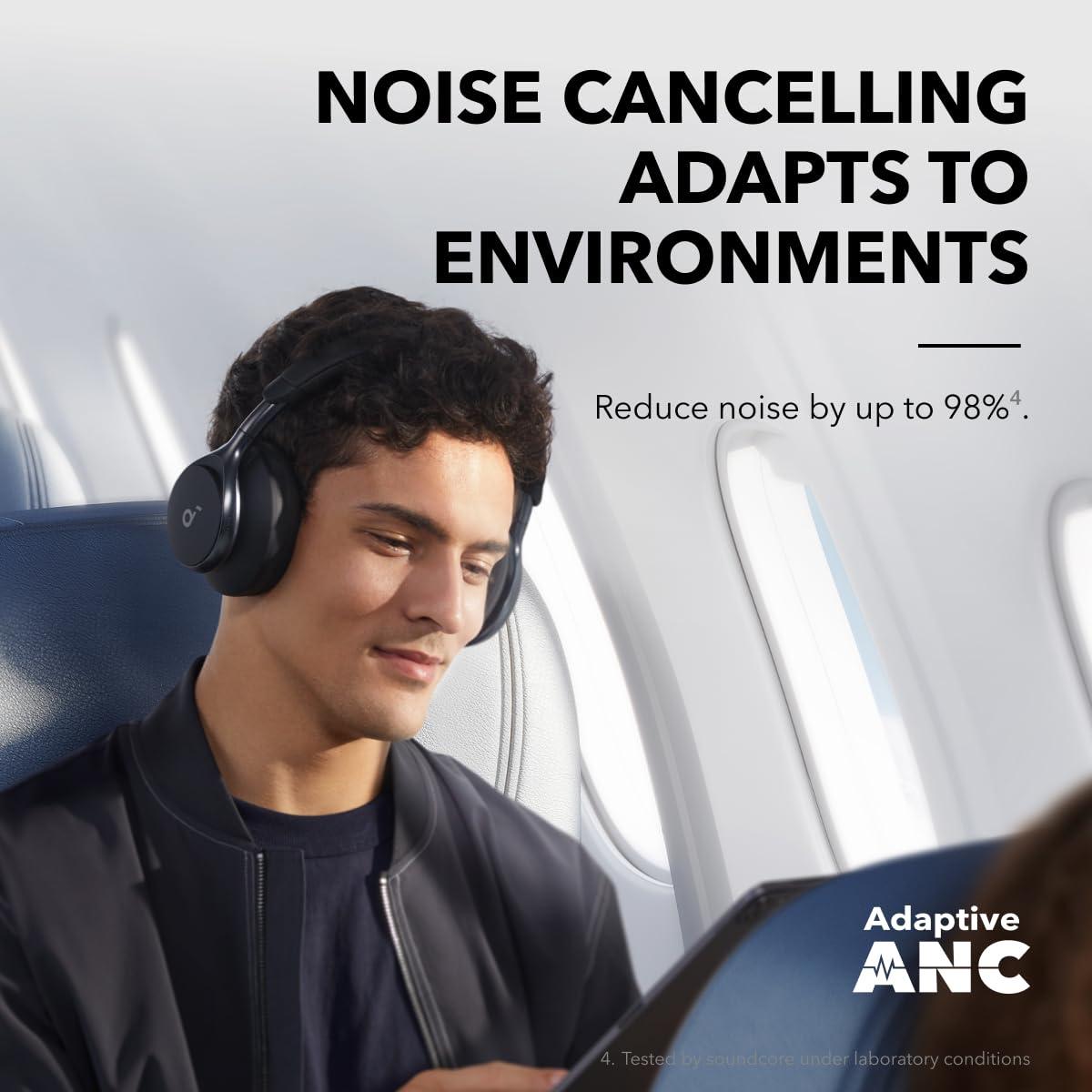 Soundcore Soundcore by Anker, Space One, Active Noise Cancelling Headphones, 2X Stronger Voice Reduction, 40H ANC Playtime, App Control, LDAC Hi-Res Wireless Audio, Comfortable Fit, Clear Calls, Bluetooth 5.3