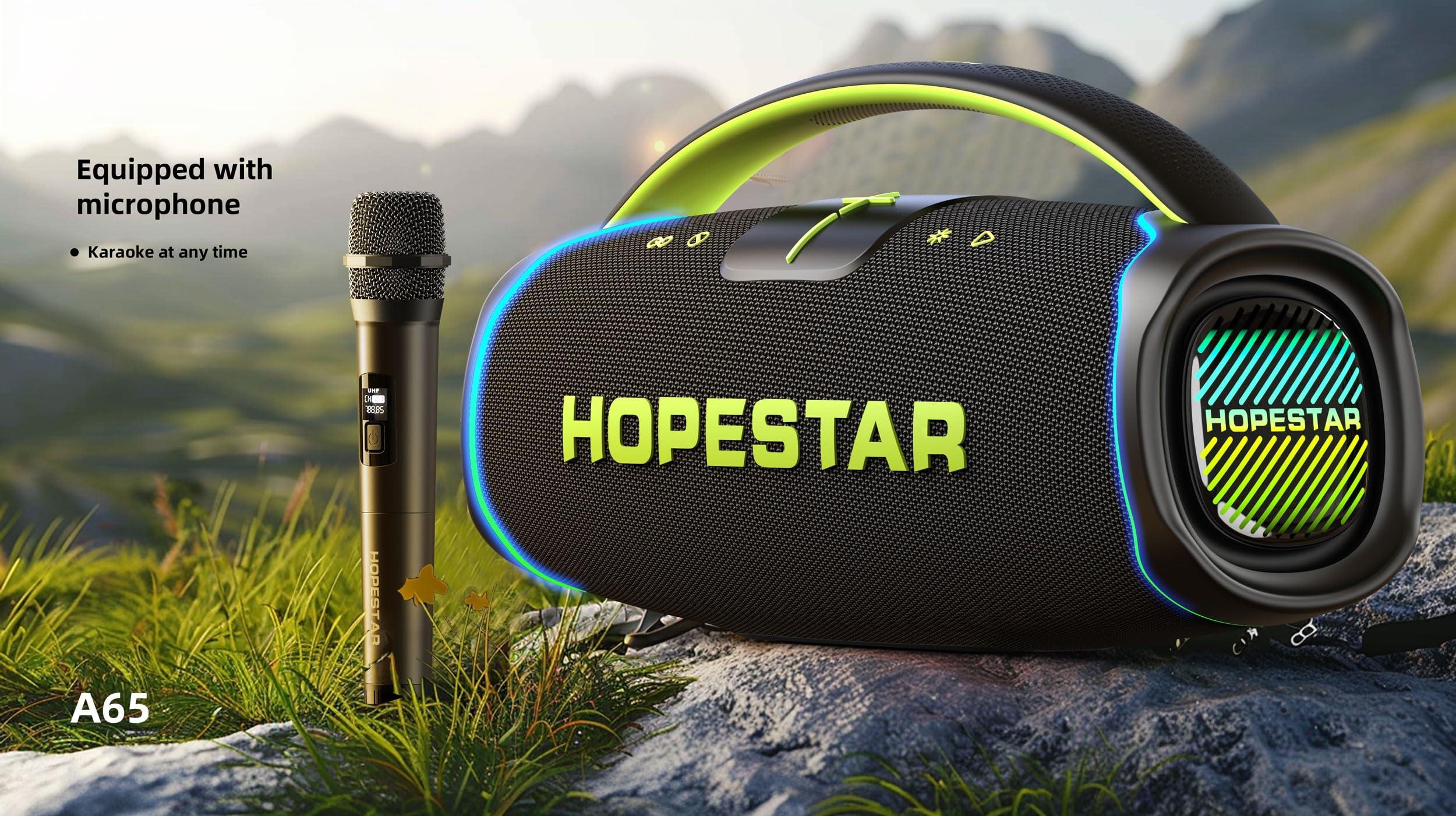 WorryFree Gadgets WorryFree Gadgets 300W Portable Speaker Wireless Bluetooth Audio Big Bass with Handle, Microphone, Hopestar Series (Gray)