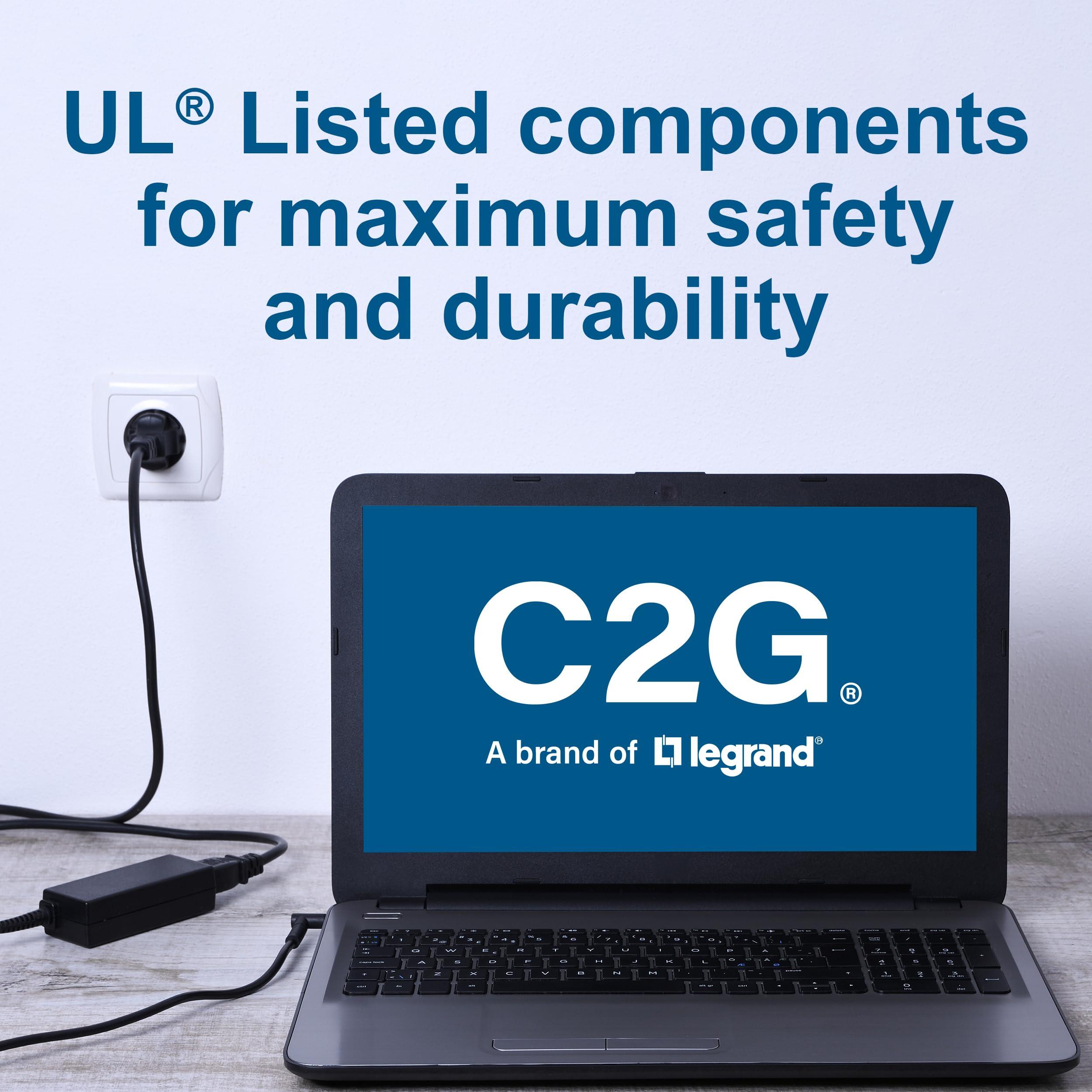 C2G C2G 3FT Replacement AC Power Cord - Power Cable for TV, Computer, Monitor, Appliance & More (03129) (Pack of 2)