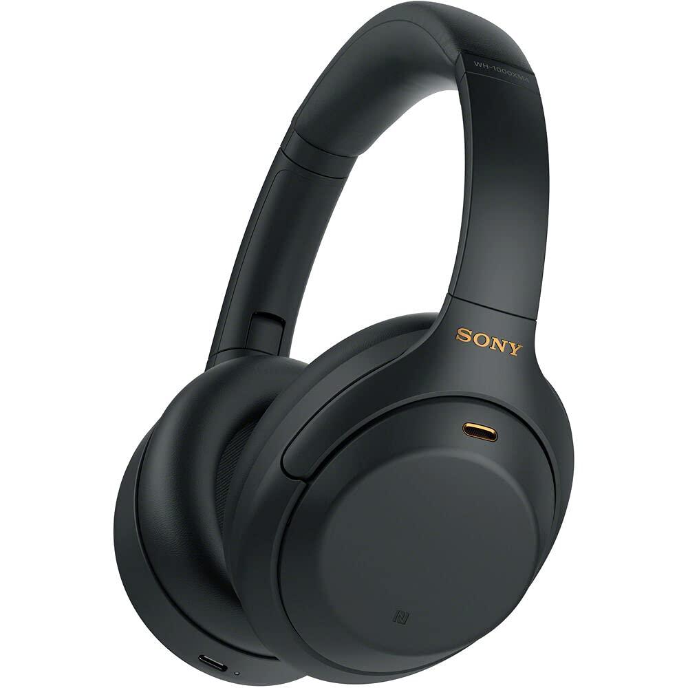 Sony Sony WH-1000XM4 Wireless Noise-Canceling Over-Ear Headphones (Black) with Mic for Phone-Call and Voice Control (WH1000XM4/B) + Headphone Stand + USB Adapter
