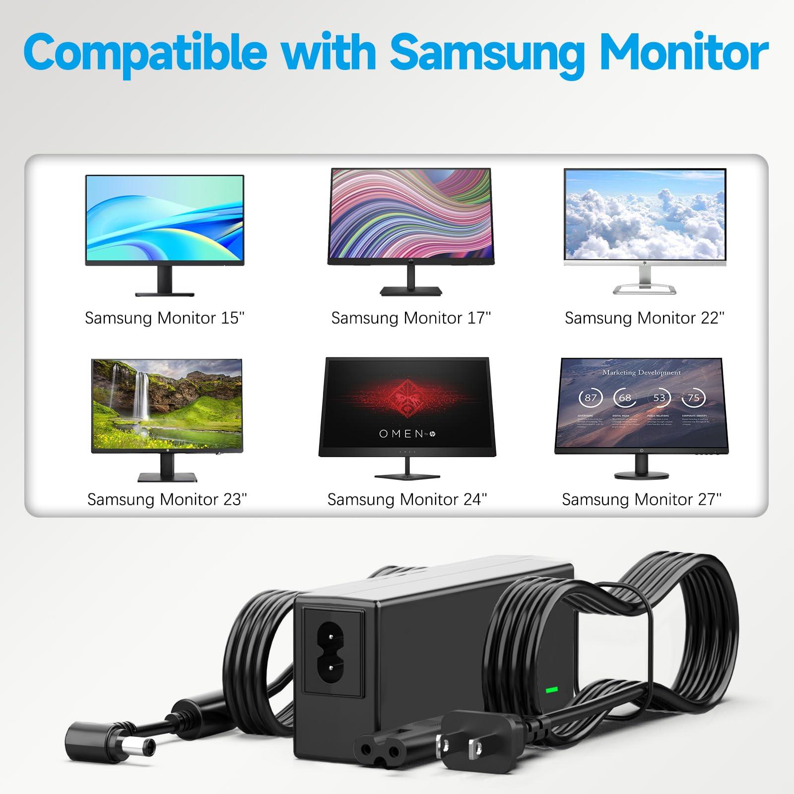 LJO-EEIH 14V Power Cord Monitor for Samsung Charger, Ac Dc Adapter Power Samsung LCD Monitor LTM1555B LTM1555X; Samsung SyncMaster 15\" 17\" 18\" 19\" 20\" 22\" 23\" 24\" 27\" TV LCD