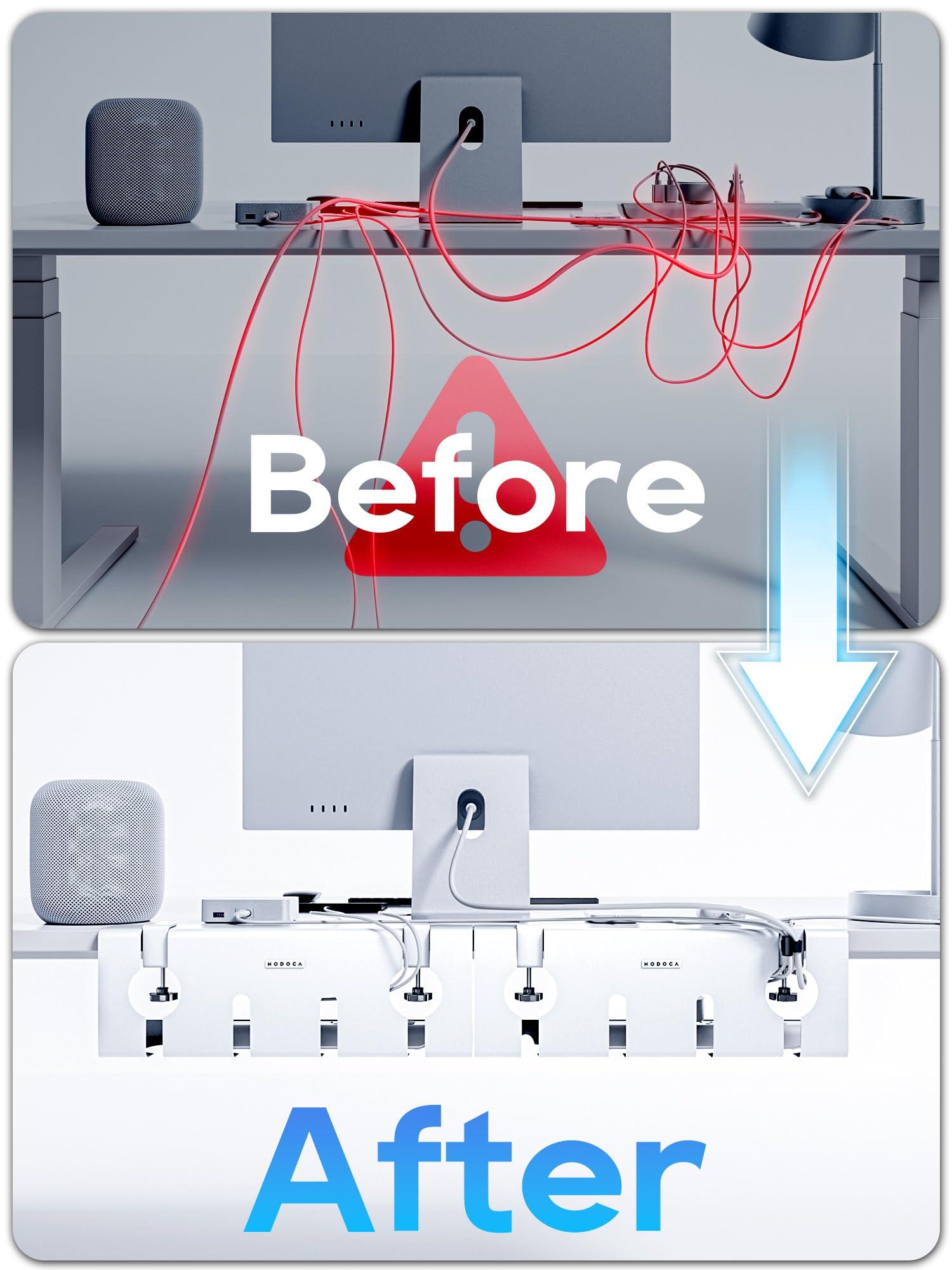 NODOCA NODOCA No Drill Under Desk Cable Management Tray, 17\'\' Wire Management, Punch-Free Clamp on, Newest Metal Cable Tray, Wire Organizer Under Desk, Under Desk Basket for Office and Home, White(2 Packs)