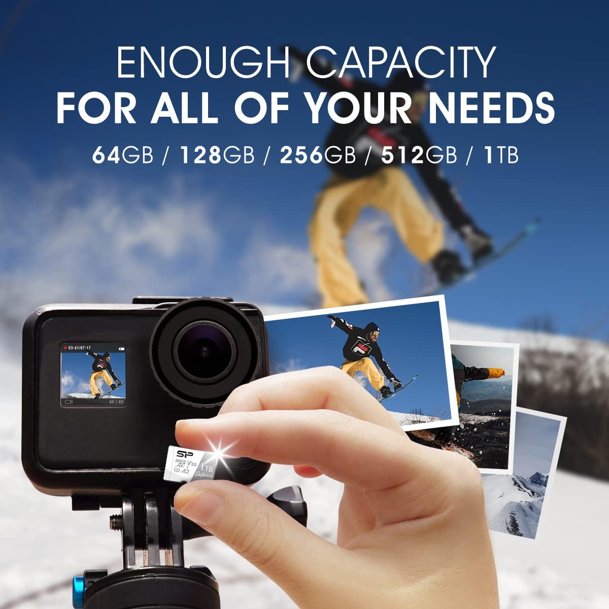 SP Silicon Power SP Silicon Power MicroSD 256GB (Nintendo Switch Operation Verified) 4K Compatible, UHS-I U3 V30 A2 Standard Ultra HD Maximum Speed 100MB/s SP256GBSTXDA2V20SP