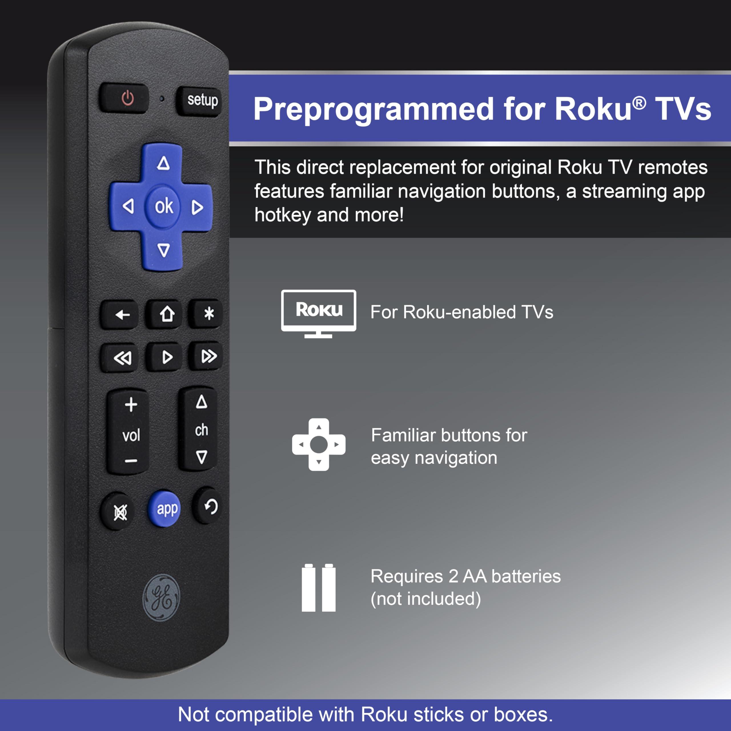 GE GE Roku TV Remote Replacement Only for ROKU TV and TCL Roku TV Remote/ONN Roku TV Remote/Hisense Roku TV Remote/Sharp Roku/Element Roku/Westinghouse Roku/Philips Roku Replacement Remote 66814
