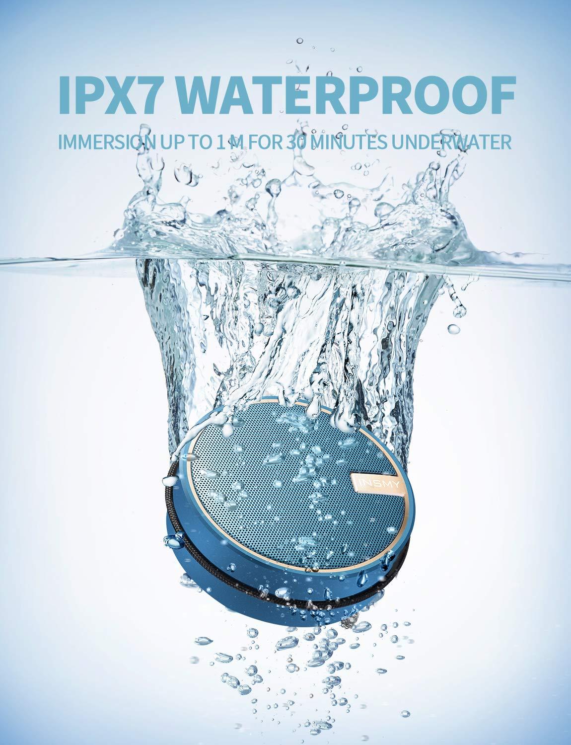 INSMY INSMY C12 IPX7 Waterproof Shower Bluetooth Speaker, Portable Small Speaker, Speakers Bluetooth Wireless Loud Clear Sound Support TF CSuard ction Cup for Outdoor Kayak Canoe Beach Gift (Navy)