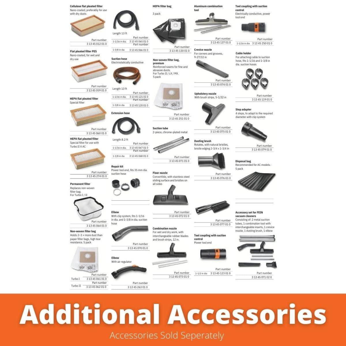 Fein Fein Turbo I Wet/Dry Dust Extractor - 5.8-Gallon Capacity, 151 CFM Suction, Anti-Static System, Quiet 66 dB Operation - Includes Hose and Filter - 92035236090