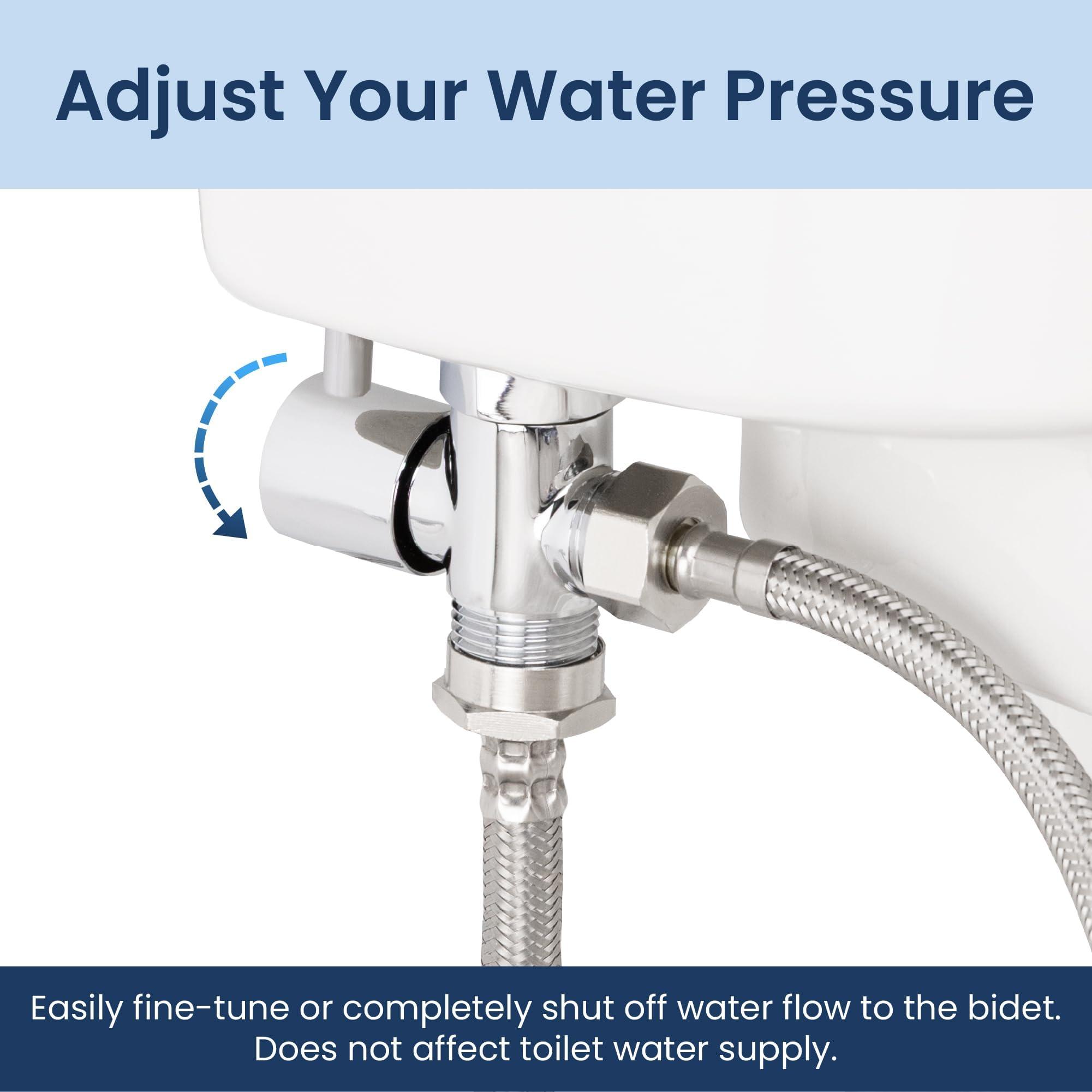 LUXE Bidet LUXE Metal T-adapter with Shut-off Valve, 3-way Tee Connector, Chrome Finish, for Luxe Neo Bidets