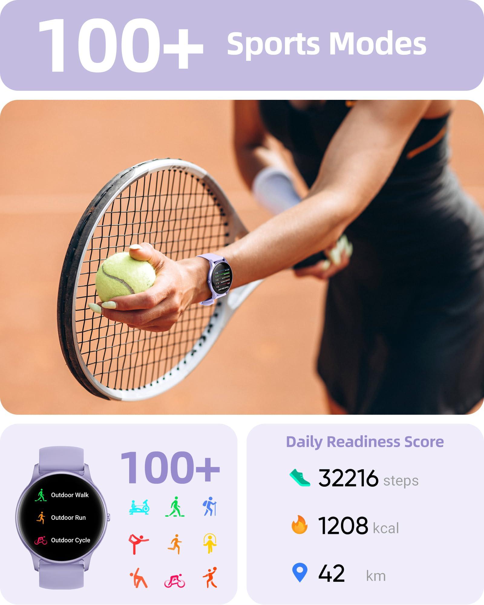 Parsonver Parsonver Smart Watch(Answer/Make Calls), Smartwatch for Women IP68 Waterproof, 100+ Sport Modes Fitness Activity Tracker Heart Rate Sleep Monitor Pedometer, Fitness Watch for Android & iPhone, Purple