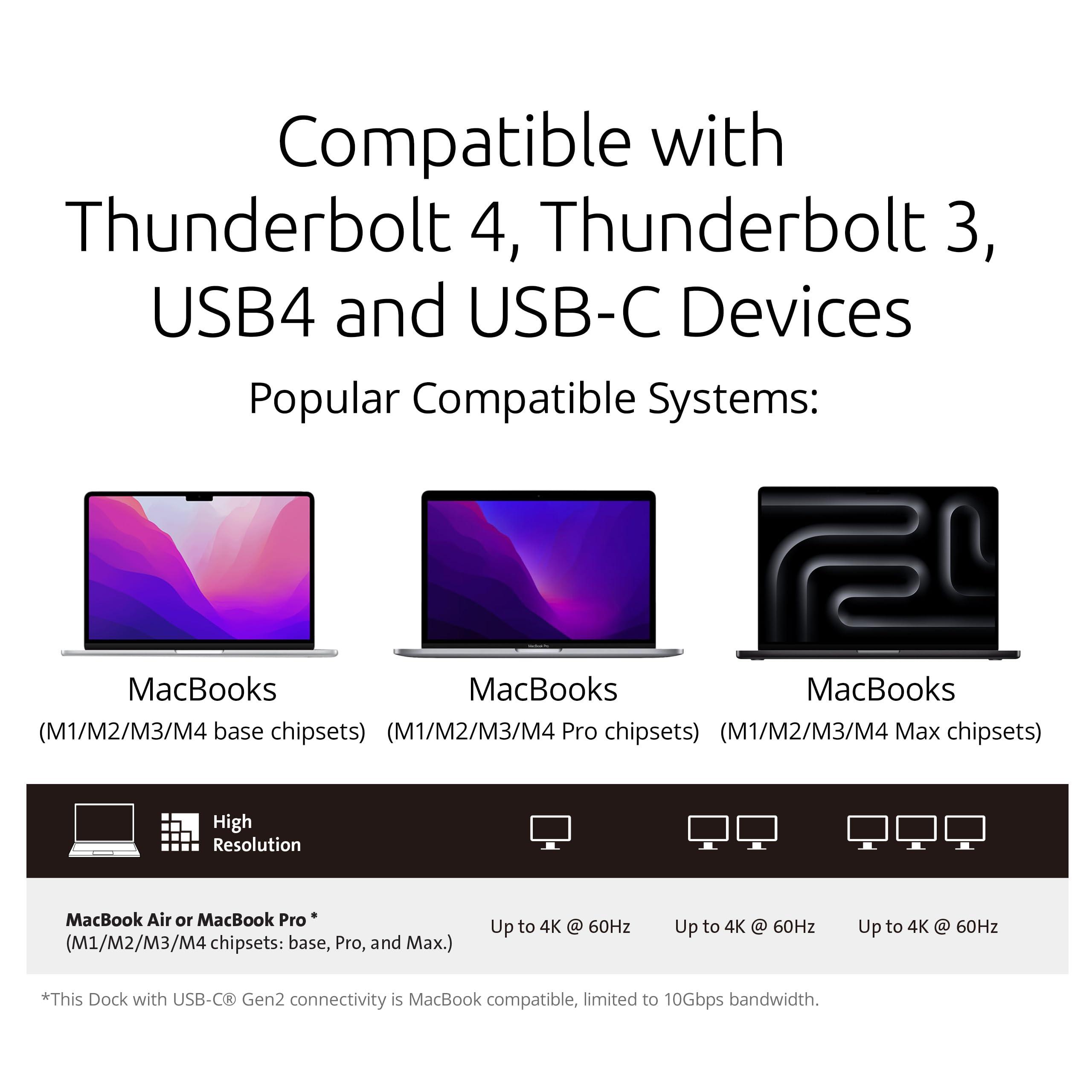 Kensington Kensington SD4790-MAC EQ USB-C DisplayLink Triple 4K Docking station for MacBook with 100W Laptop Charging, 3xHDMI, 3xDisplayPort, Audio, Ethernet, for M1/M2/M3 (K33621NA)