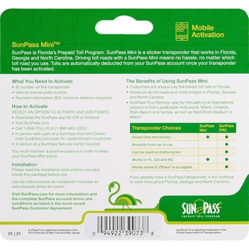 Bundled SunPass Transponder, Prepaid Toll Program for Florida, Georgia and North Carolina (Sticker)