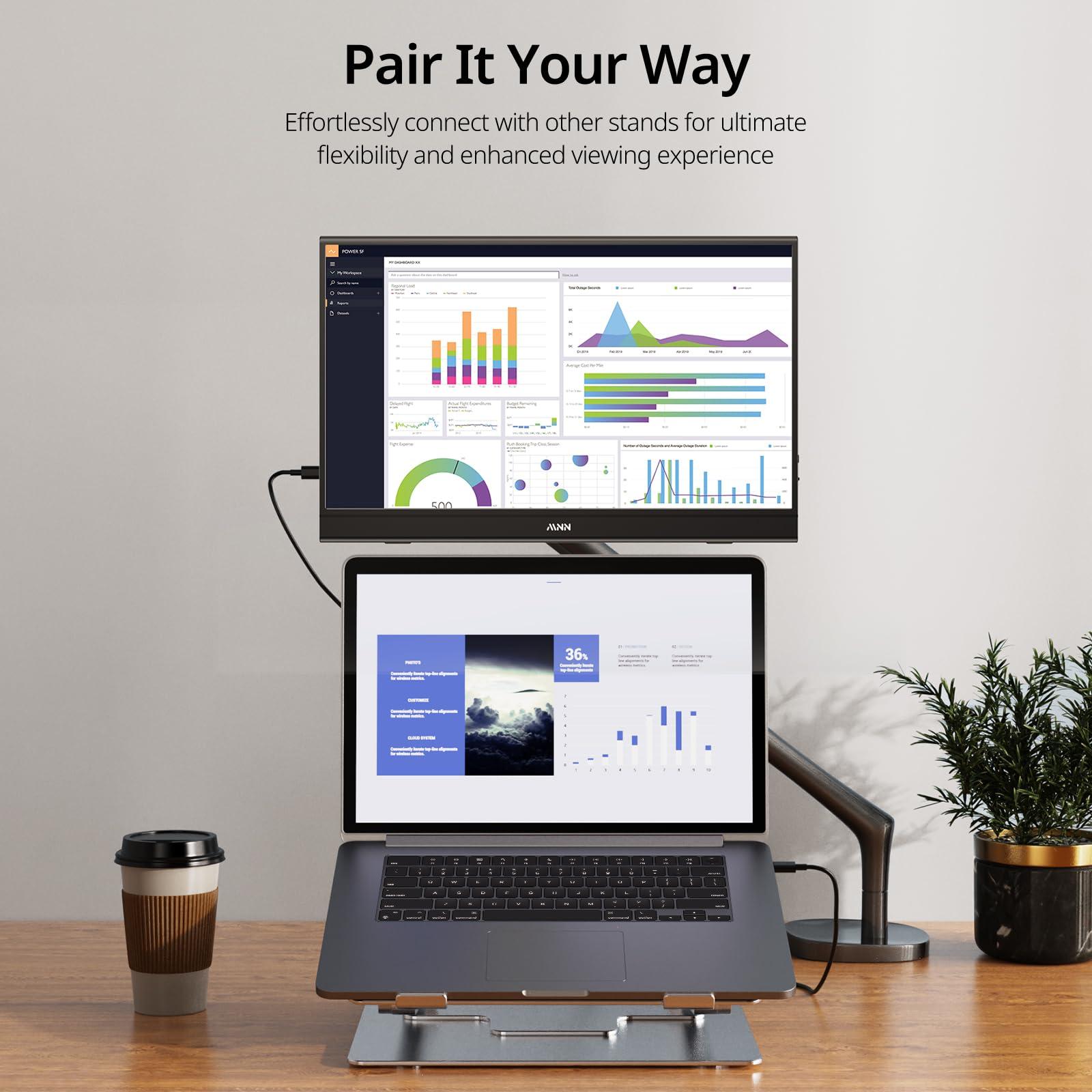 MNN MNN Portable Monitor 15.6inch FHD 1080P USB C HDMI Gaming Ultra-Slim IPS Display w/Smart Cover & Speakers,HDR Plug&Play, External Monitor for Laptop PC Phone Mac (15.6'' 1080P)