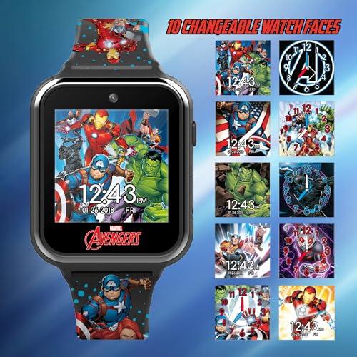 Accutime Marvel Avengers Interactive Kids Smartwatch Touchscreen Watch with Games, Camera, Voice Recorder, Step Tracker, Timer & Alarm 10 Watch Faces, USB Rechargeable Fits Wrists 5.5" to 8"