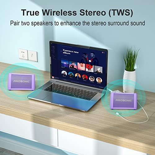 P Prosonic Prosonic BT3 Portable Wireless Bluetooth Speaker with 10W Stereo Sound & Bass Boost -Rich Sound & Intense Bass -Bluetooth 5.0 -Microphone -IPX5 - in & Outdoor Speaker (Purple)