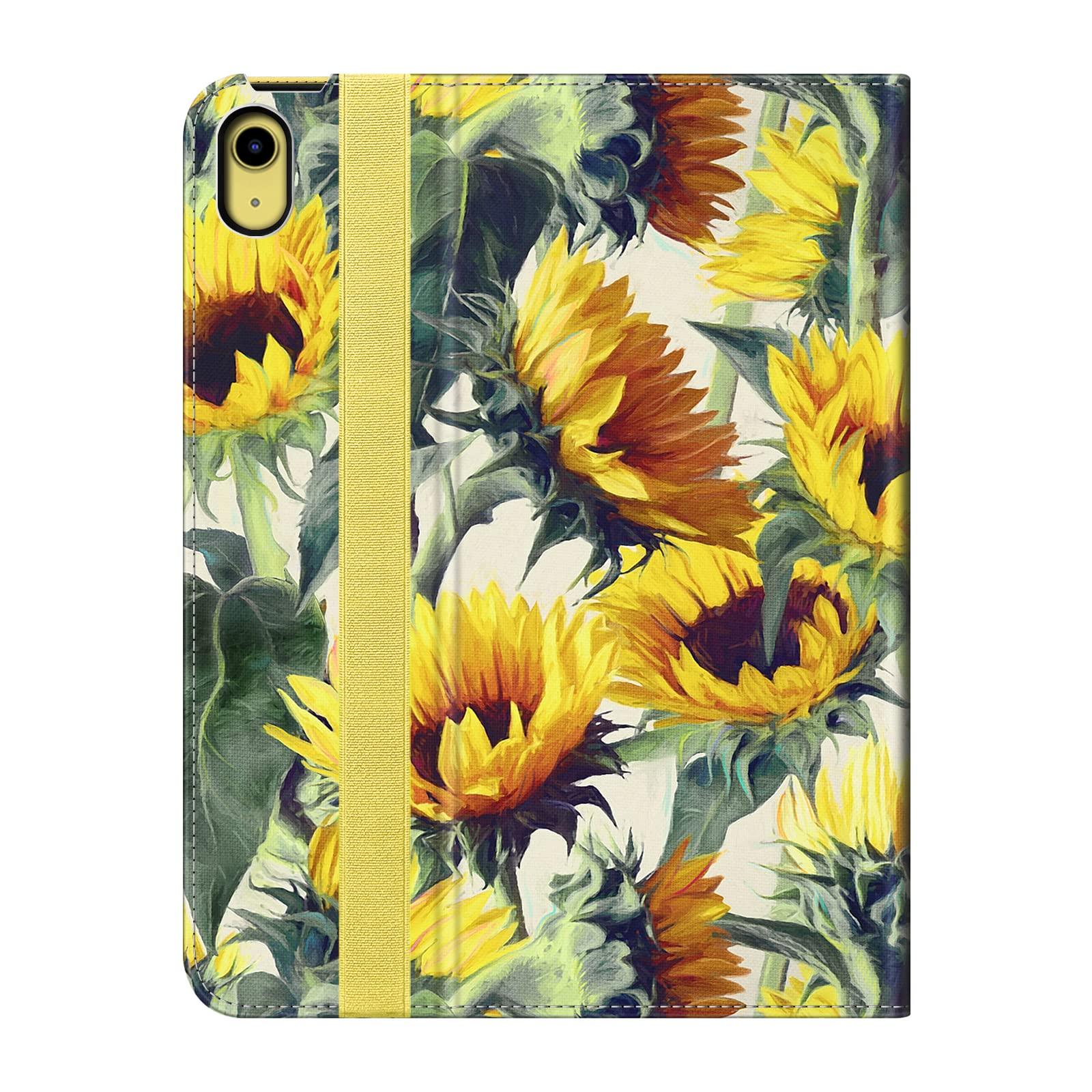 Fintie Fintie Case for iPad (A16) 11th Generation 11 Inch (2025), iPad 10th Generation 10.9 Inch (2022), Multi-Angle Viewing Protective Stand Cover with Pencil Holder & Pocket, Sunflowers