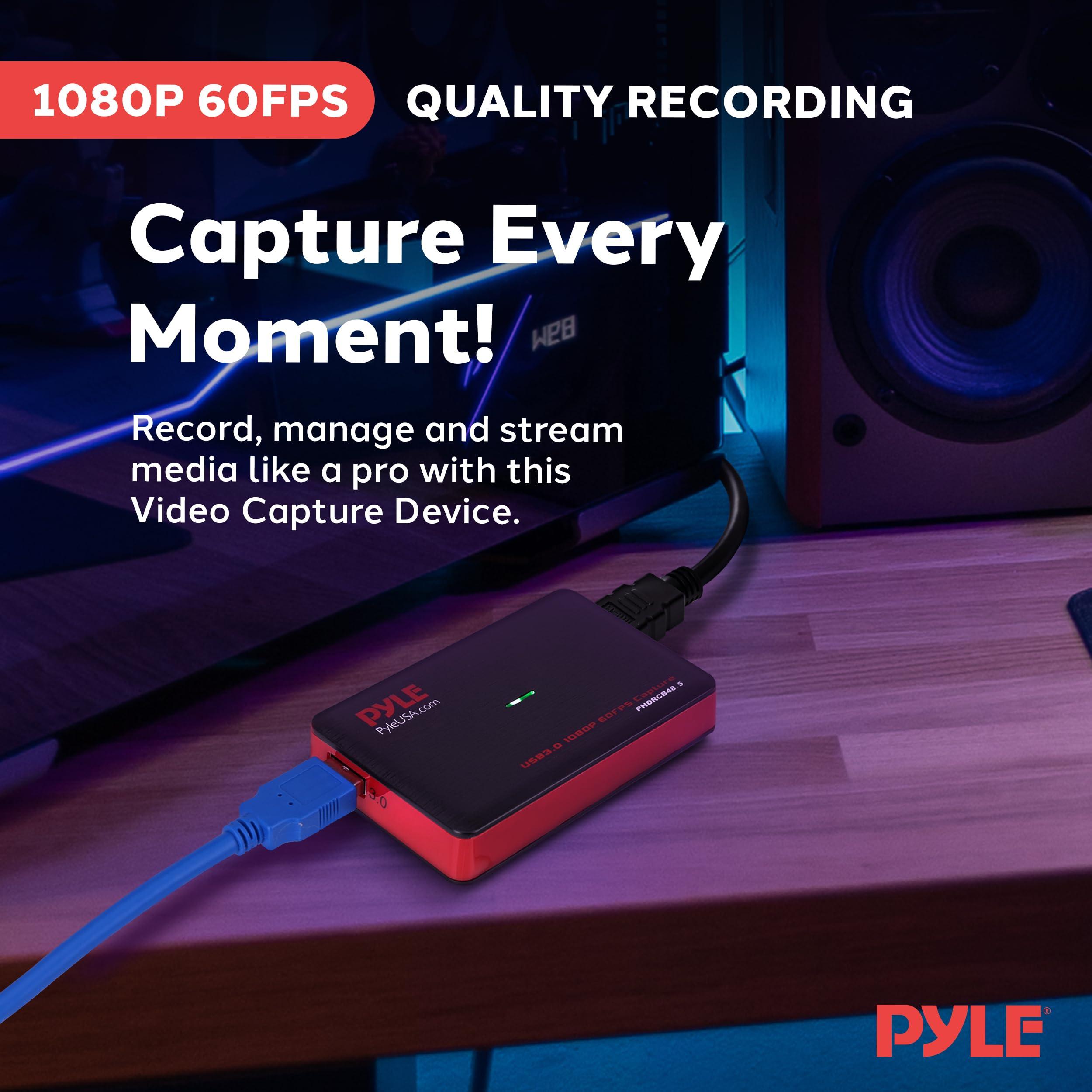 Pyle Pyle Video Game Capture Card Device with Video Recorder, HDMI Output, Full HD 1080P Live Streaming, USB, SD, PC, DVD - PHDRCB48.6