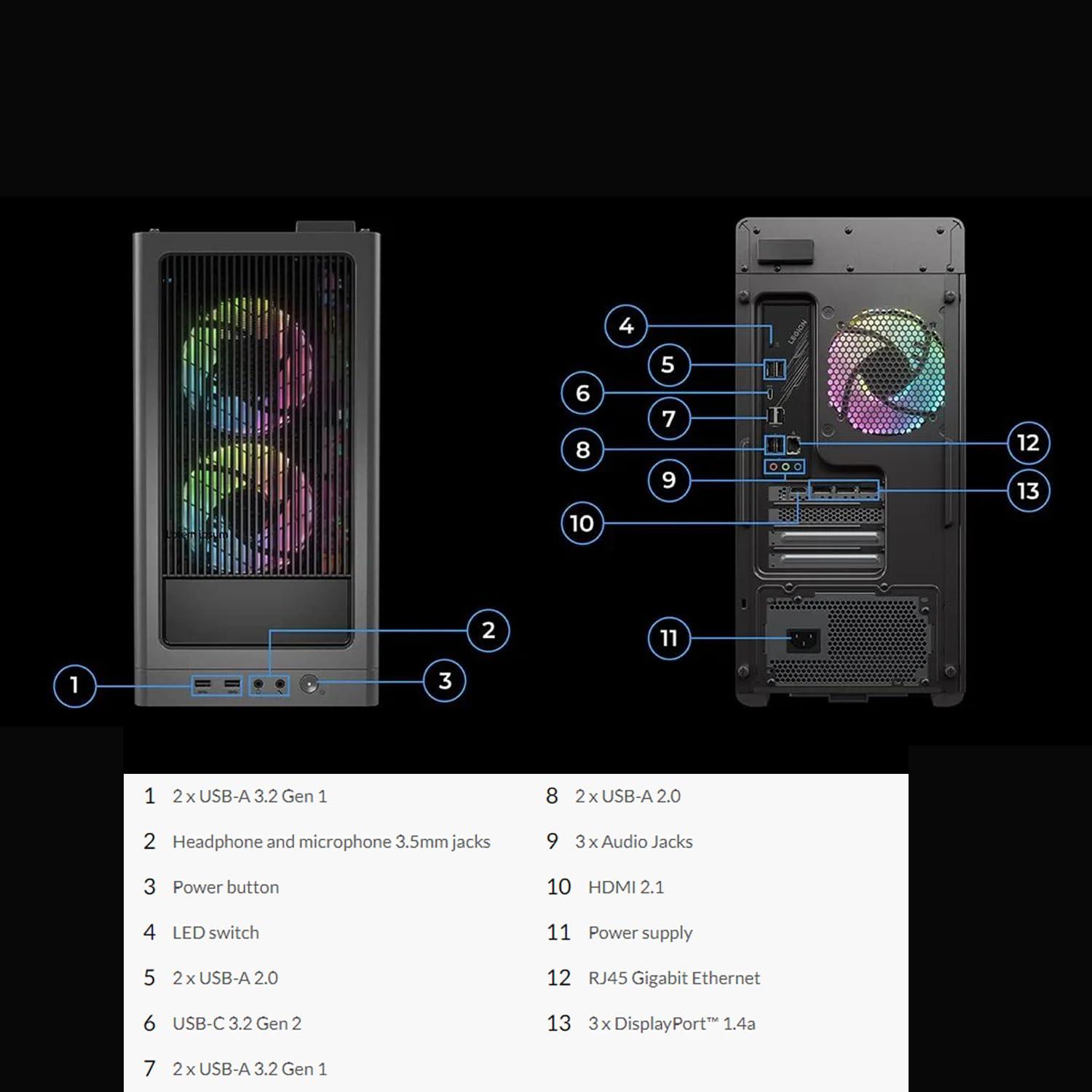 Lenovo Lenovo Legion T5 High - Performance Gaming Tower Desktop, Intel Core i7-13700F, NVIDIA GeForce RTX 4060 Ti, 32GB DDR5 RAM, 1TB SSD, HDMI, DP, Wired Keyboard&Mouse, Wi-Fi 6E, Windows 11 Pro, Black