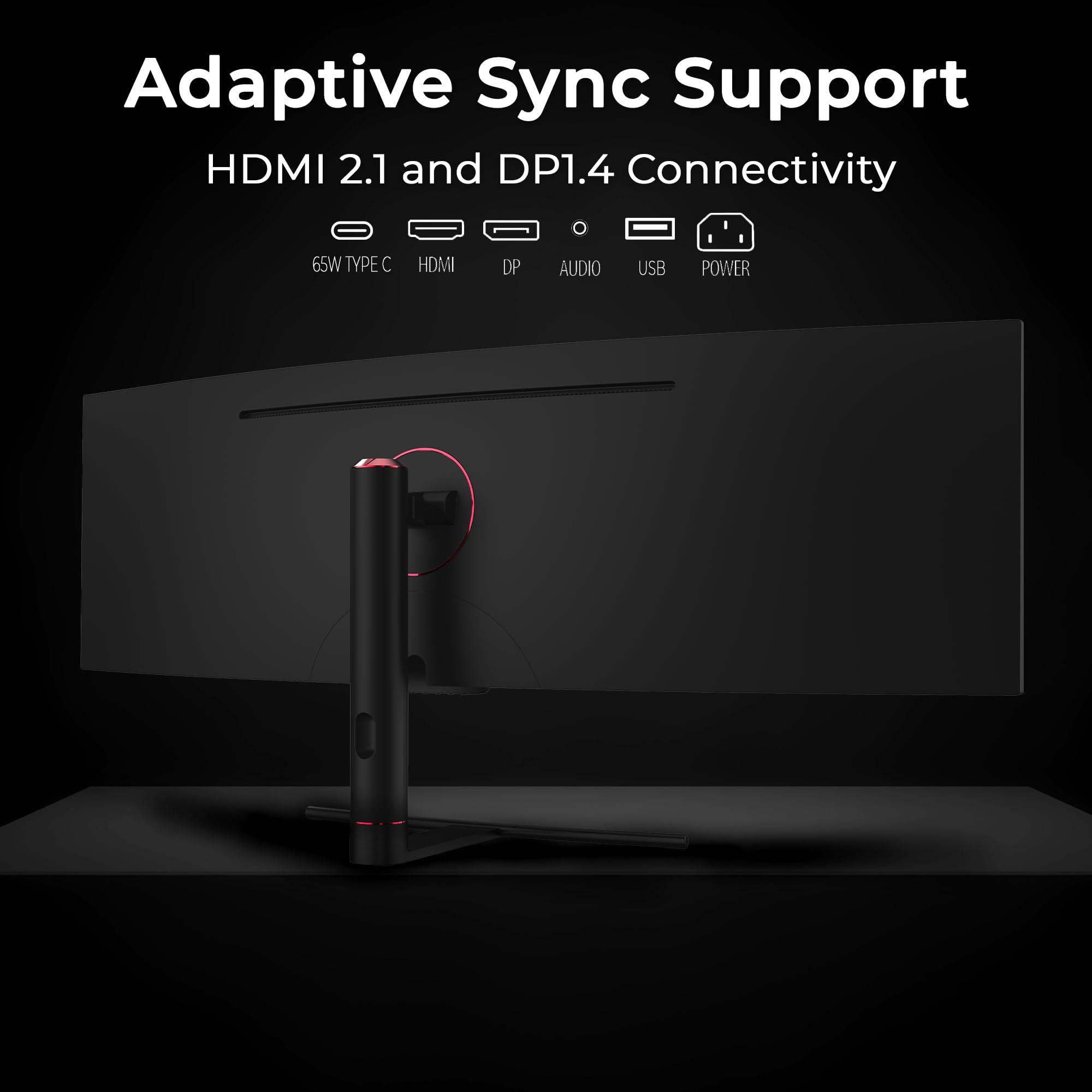 Deco Gear Deco Gear 49\" Curved Ultrawide 5K Gaming Monitor, 32:9, 120 Hz, 101% NTSC 100% sRGB, Adjustable, Home Office and Entertainment Workstation