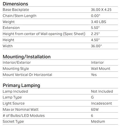 Kichler Kichler 36\" Bath Bar Vanity Light in Brushed Nickel, 6-Light Traditional Bathroom Light, (36\" L x 4.25\" H), 626NI