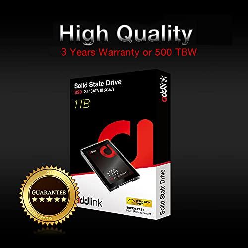 Addlink Addlink S20 1TB PS4 Compatible SATA III 2.5" Inch Extreme Quality Internal SSD 500MB/s Maximum Speed, Perfect HDD Replacement/Upgrade for Laptops, PCs & Sony PS4 (ad1TBS20S3S)