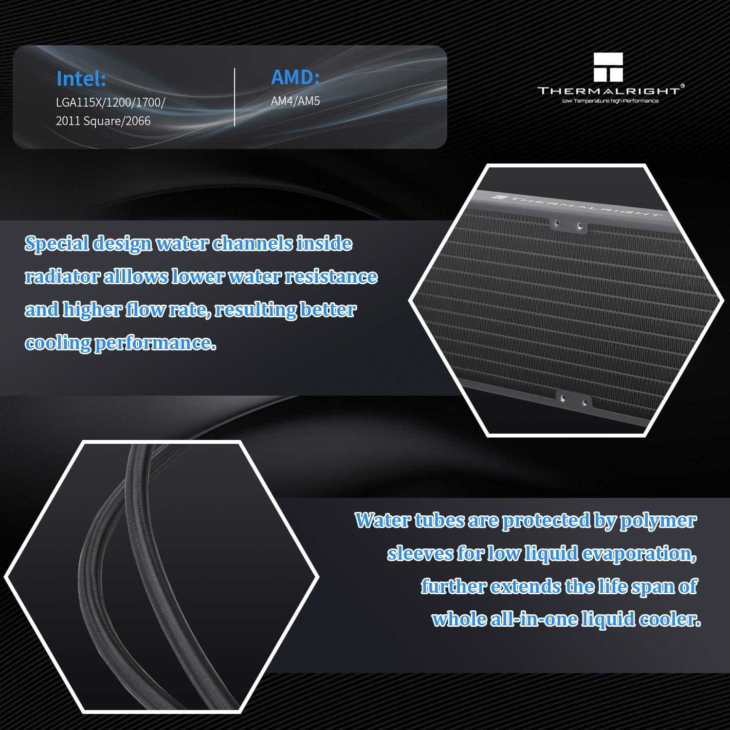 Thermalright Thermalright Aqua Elite 360 V3 Liquid CPU Cooler, 360 Cooling Row Size, 3 x 120mm PWM Fans, S-FDB Bearings,for AM4/AM5, Intel LGA1150/1151/1155/1156/1200/2011/1700/1851,Desktop CPU Cooler AIO