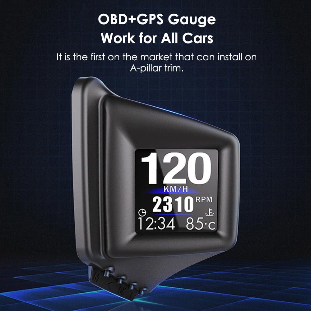 KACEPAR KACEPAR Head Up Display, Car HUD P8, OBDII & GPS Dual System, The 1st Model in The Market Can be Installed on A-Pillar Trim