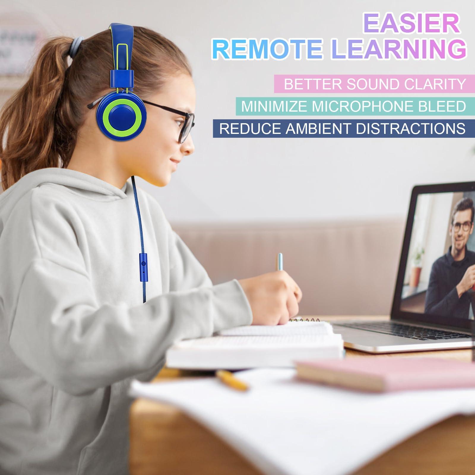 CN-Outlet CN-Outlet 5 Pack Kids Headphones Bulk for School Classroom Students Teens Toddler, Wired Adjustable Headsets for Libraries Families Childern and Adults (Mixed Colors with MIC)