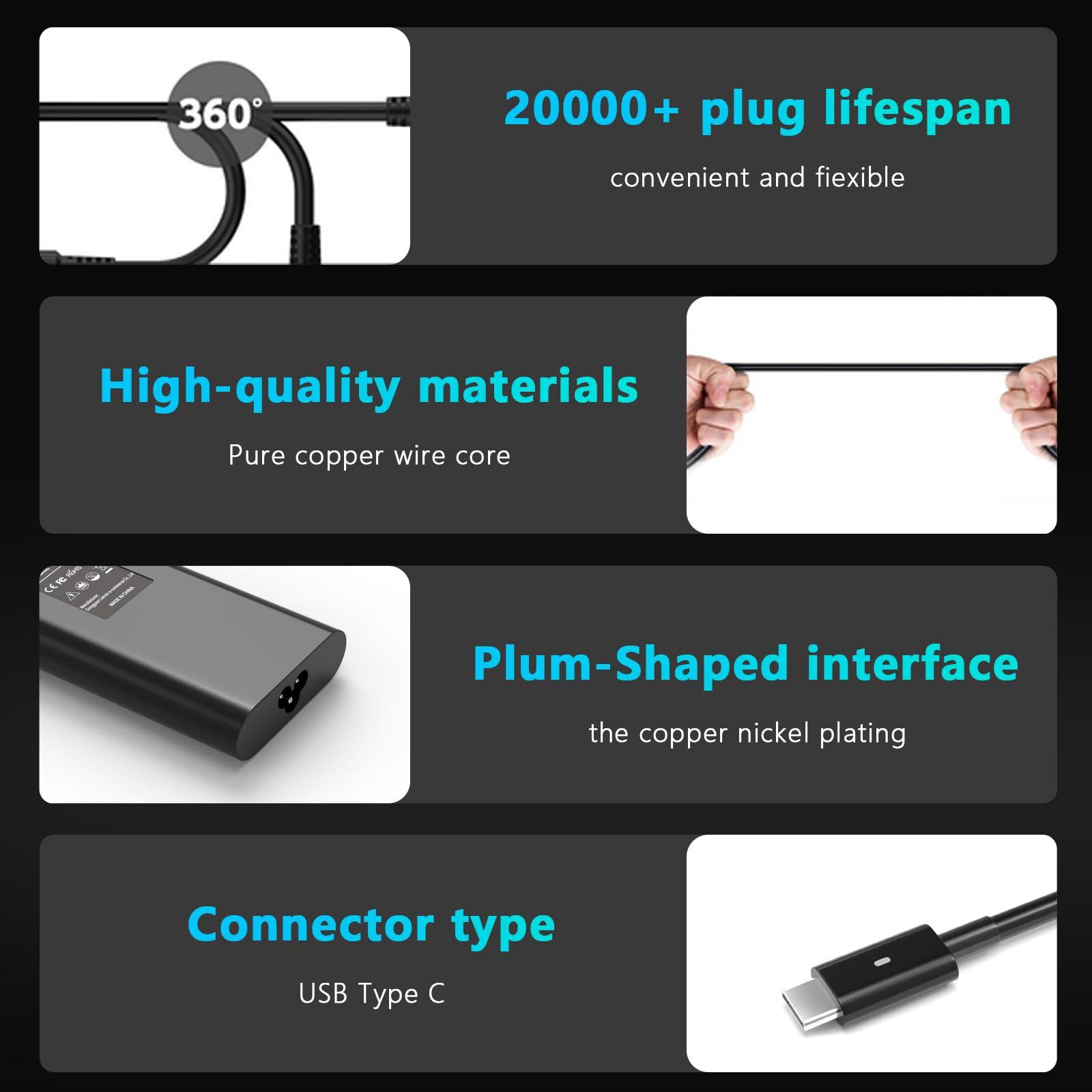 Ruilezyo 130W USB C Laptop Charger for Dell XPS 15 9520 9510 9500 XPS 17 9720 9710 9700 Precision 5570 3571 5680 3590 5480 3551 3490 5530 5490 5690 3560 3570 5770 5470 3561 5550 5560 Type C Power Cord