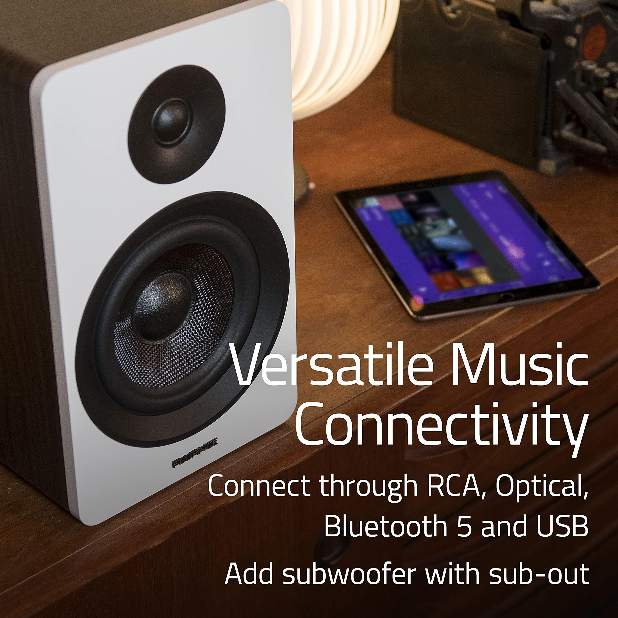 Fluance Fluance Ai61 Powered 2-Way 2.0 Stereo Bookshelf Speakers with Speaker Stands 6.5" Drivers 120W Amplifier for Turntable Bluetooth 5 Wireless Music Streaming - RCA Optical USB & Sub Out (Black Ash)