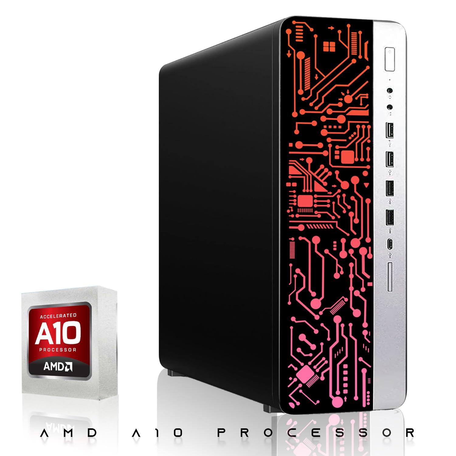 TechMagnet HP G4 Desktop Computer PC AMD Pro A10-9700 R7, 16GB RAM, 512GB SSD, 24 Inch Curved Monitor, RGB Soundbar, Gaming Keyboard with AI-Enabled Copilot Key Mouse, 2X ARGB Fan WiFi, Win 10 Pro (Renewed)