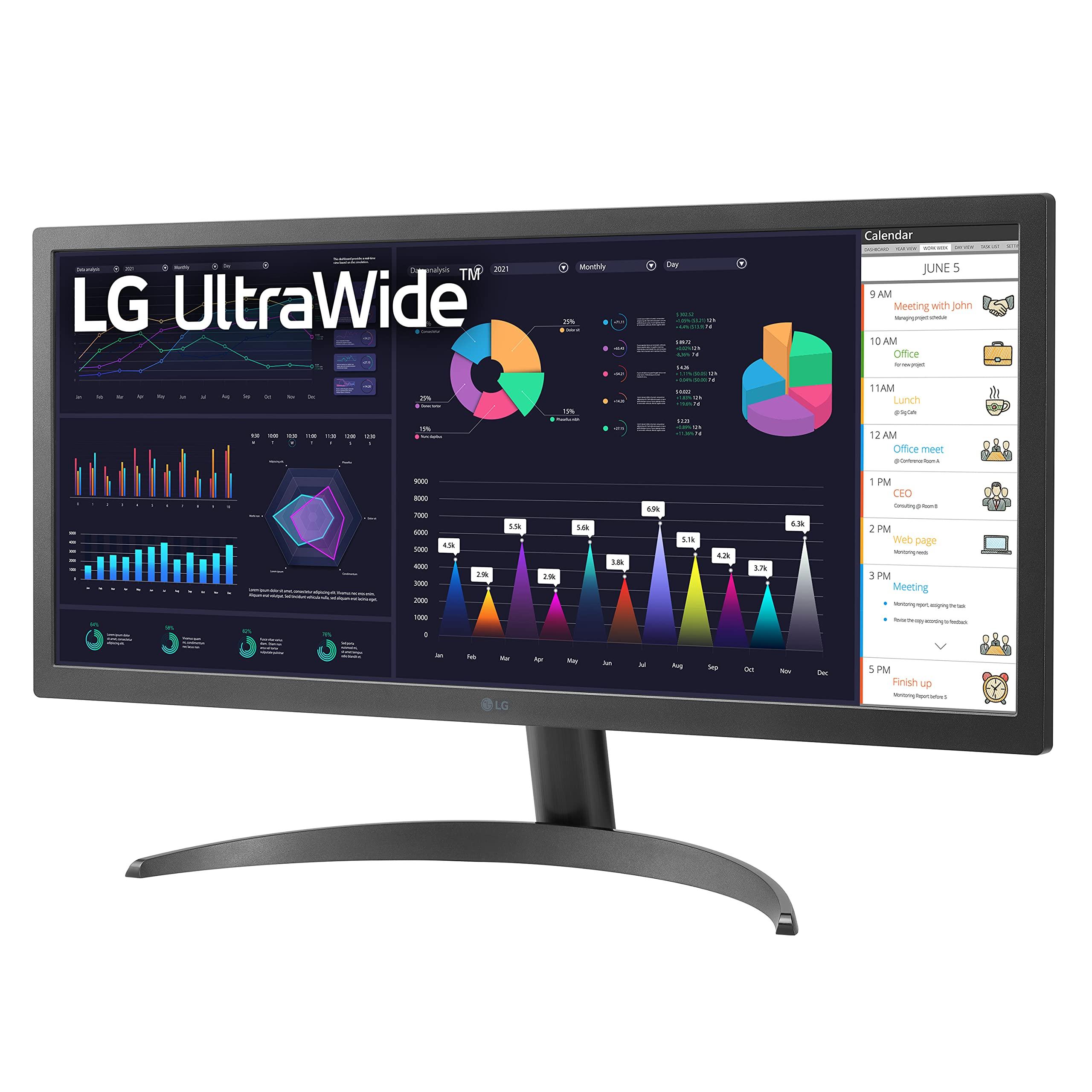 LG LG UltraWide FHD 26-Inch Computer Monitor 26WQ500-B, IPS with HDR 10 Compatibility and AMD FreeSync, Black