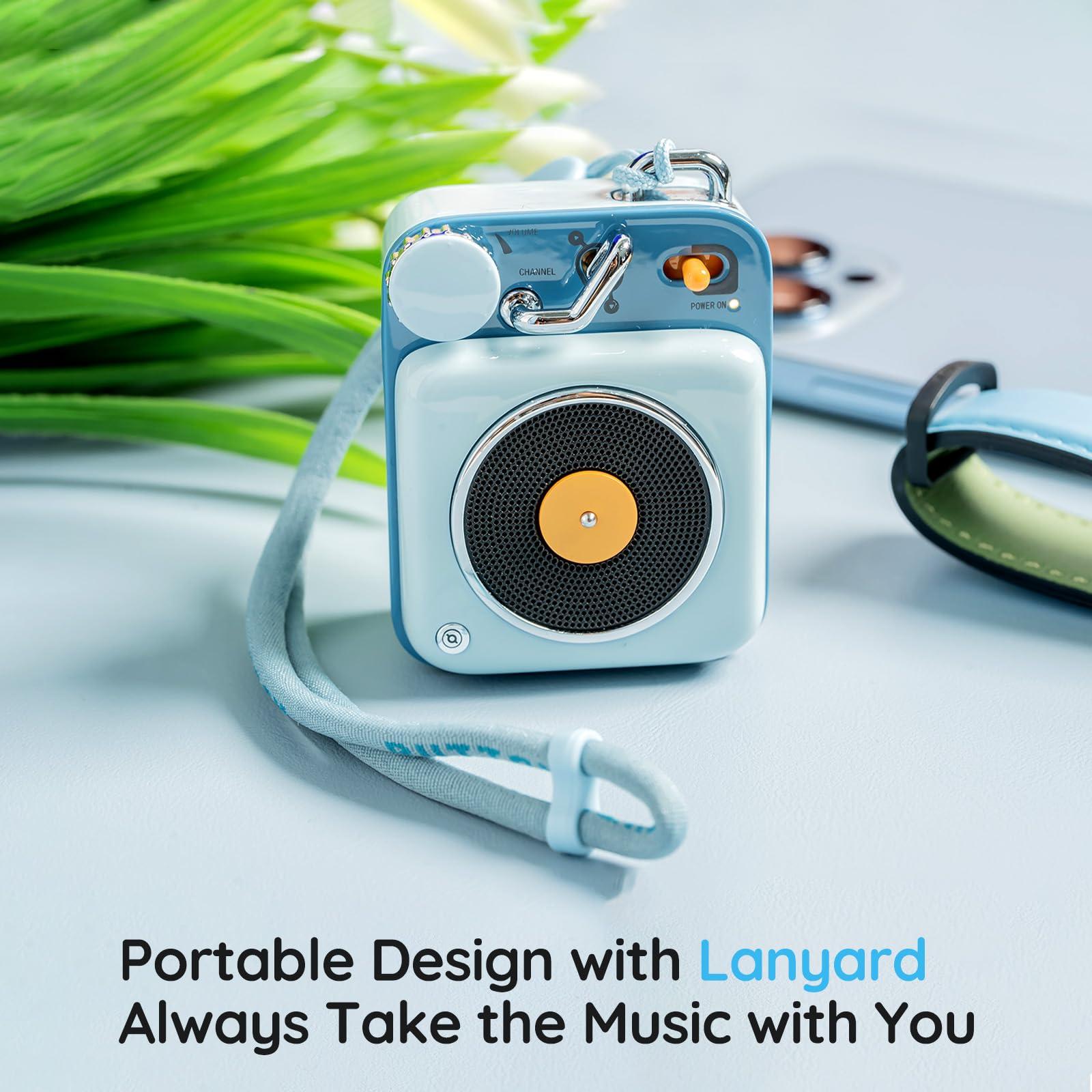 Muzen Muzen Mini Bluetooth Speaker, Button Portable Metal Small Cute Wireless Speaker, Rechargeable HiFi Loud Volume Audio Speaker with Portable Lanyard and Gift Box, Classic Retro Decor Gift