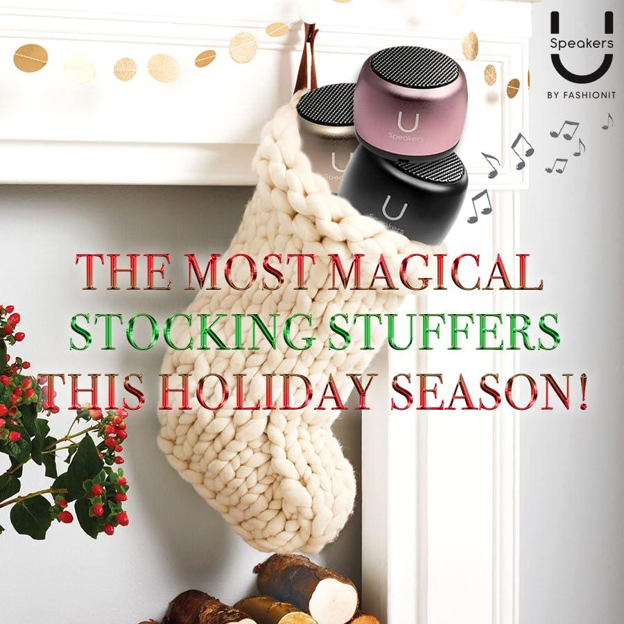 Fashionit Fashionit U Micro Speaker | Stylish Portable Wireless Bluetooth 5.0 with Built-in Mic & Remote Shutter | Perfect Little Speaker for Home, Parties, Travel! Small Device, Rich Sound | Gold