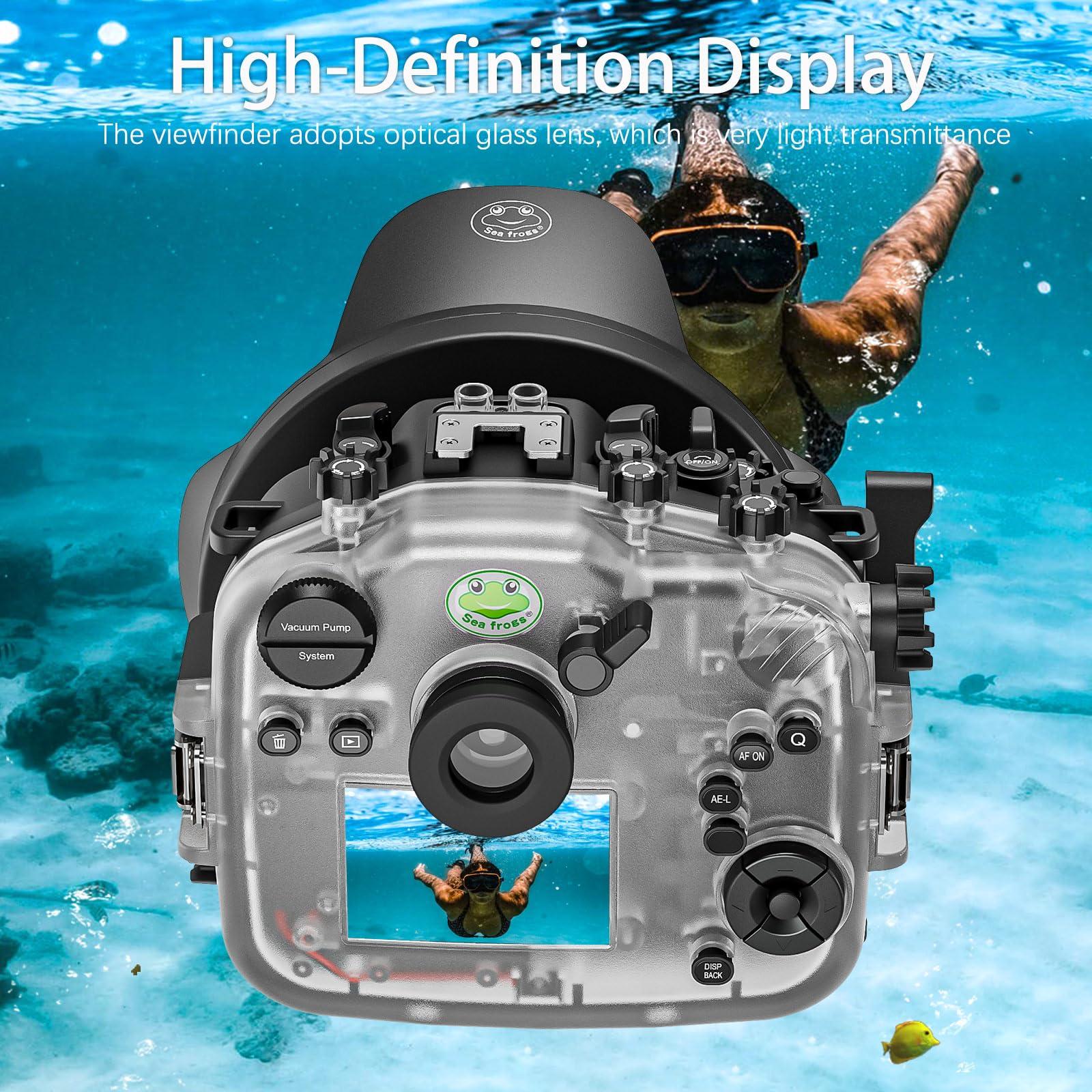 Sea frogs Sea frogs Underwater Camera Housing Compatible with Fujifilm X-T5 for XC 16-50MM 1:3.5-5.6 with Wide Angle Lens IPX8 40m/130ft Maximum Diving Depth Waterproof Camera Case for Diving, Surfing, Rowing